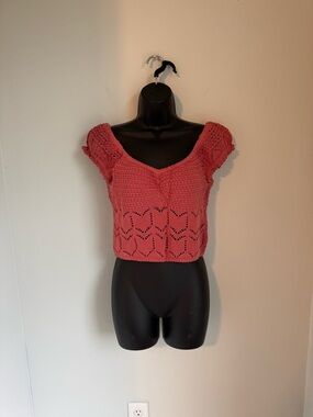 Aeropostale Coral Crochet Crop Top Size M